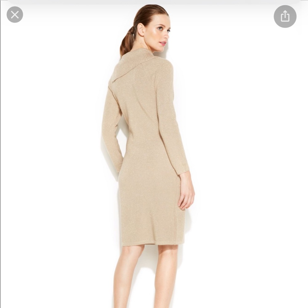 Calvin Klein Metallic FoldOver Collar Sweater-dress - Picture 3 of 9